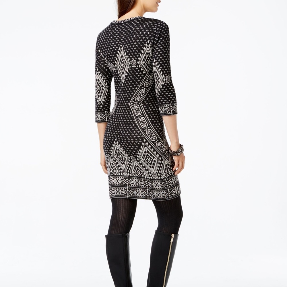 Saks Fifth Avenue Sweater Dress Black Tan Size Small - Picture 5 of 12